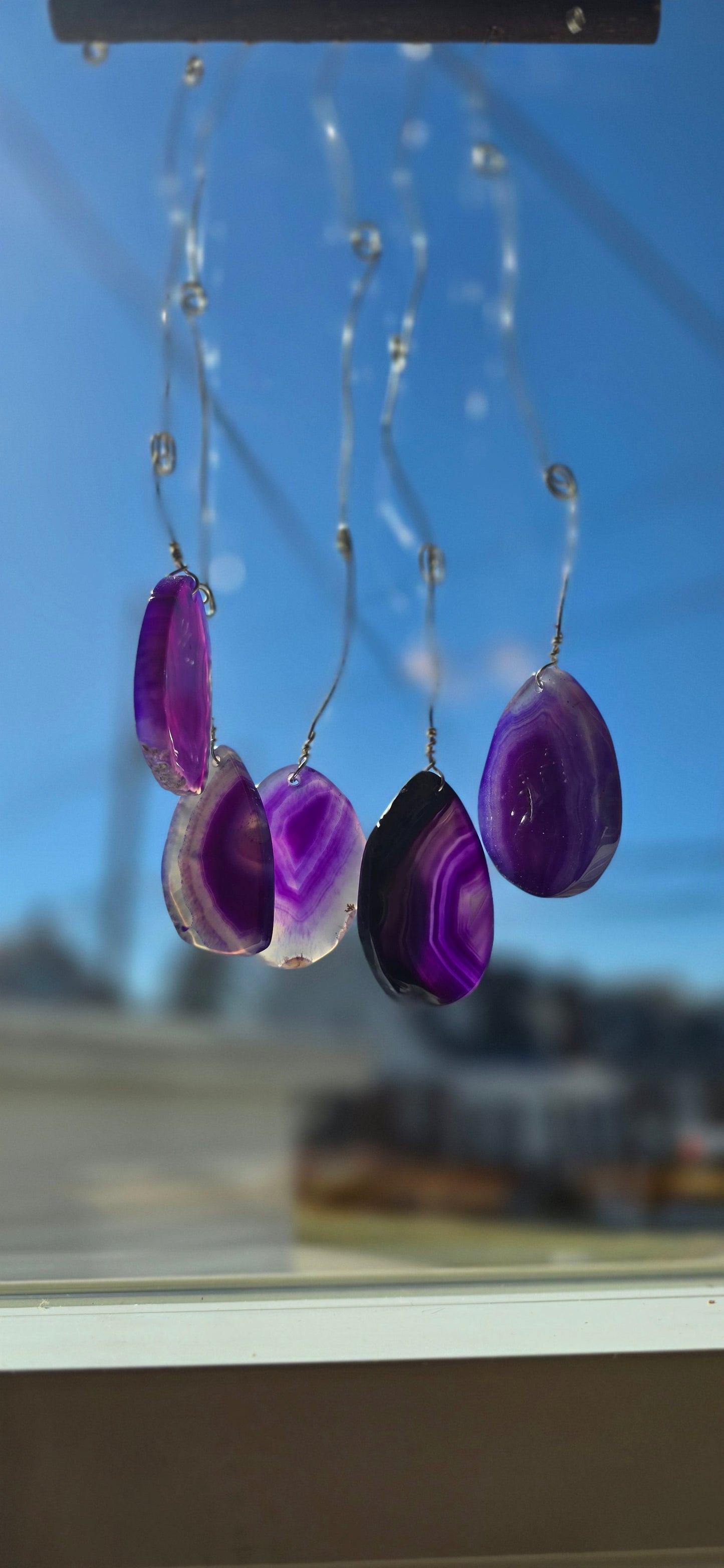 5 slice agate suncatcher/whindchime - PURPLE