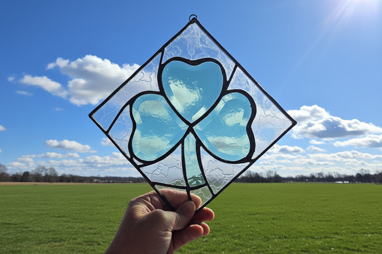 Shamrock with clear textured glass
