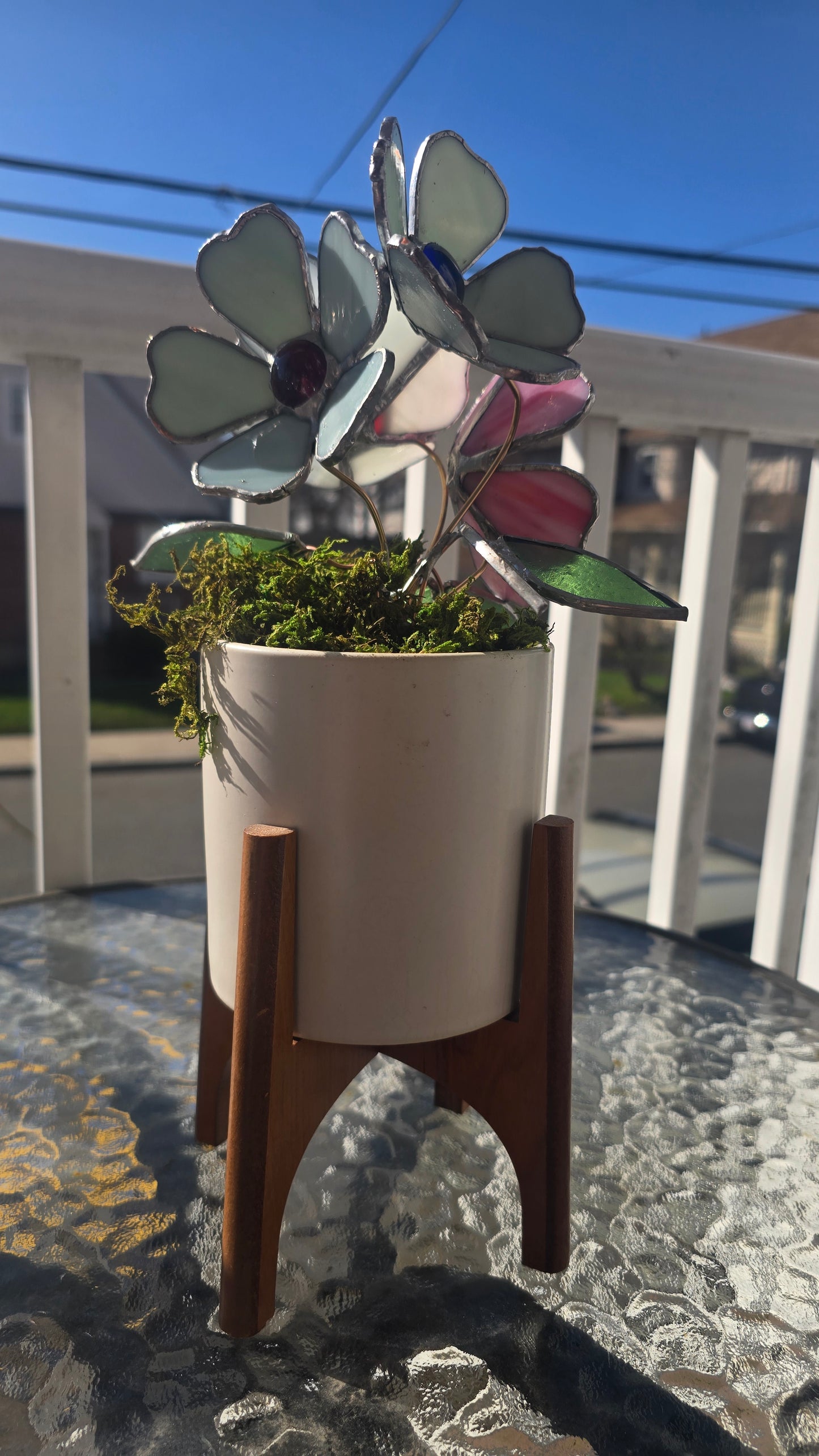 Stained Glass Flower in Pot – Handcrafted Sunlit Bloom