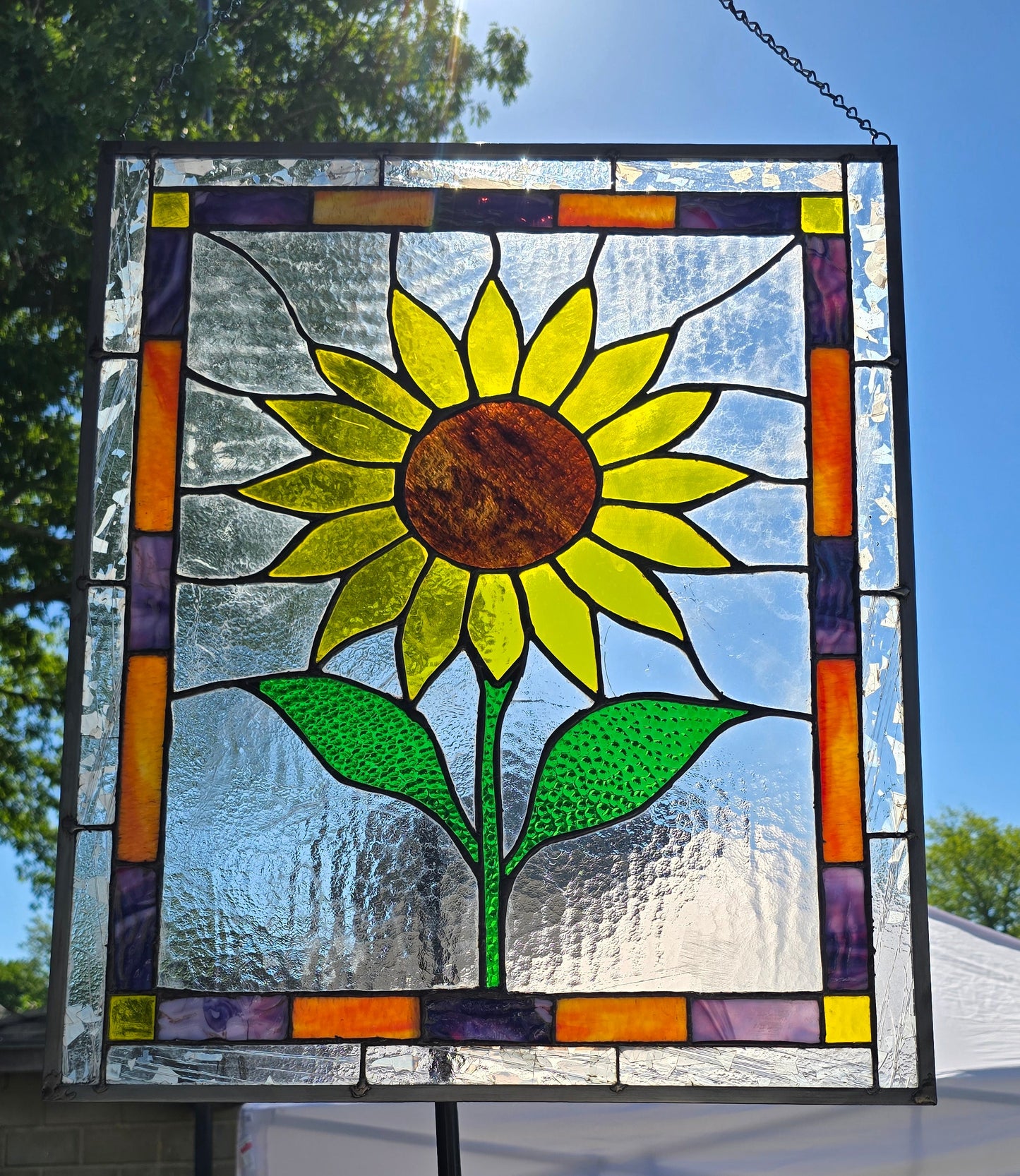 Stained Glass Sunflower Panel - LARGE