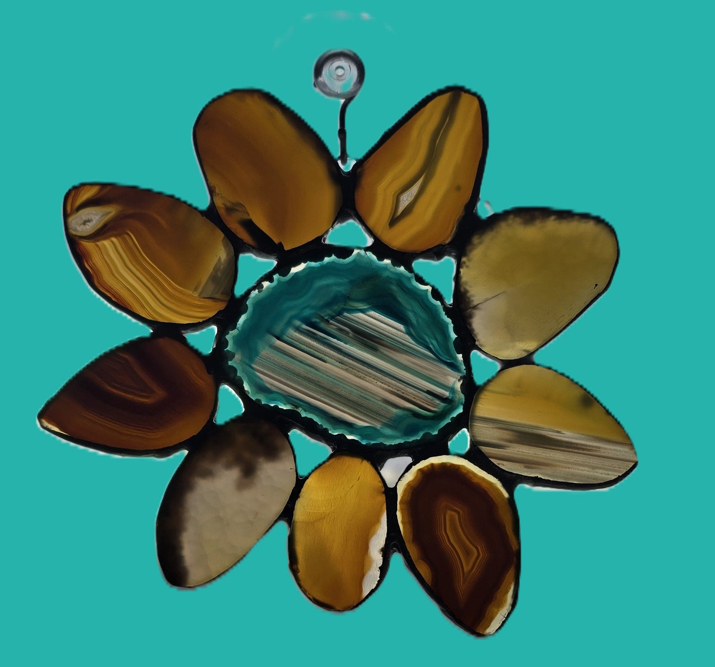 Agate flower with Blue center