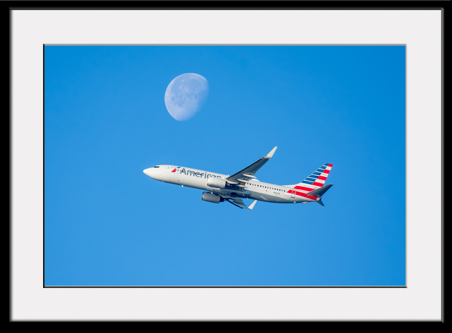 American Airlines with Moon