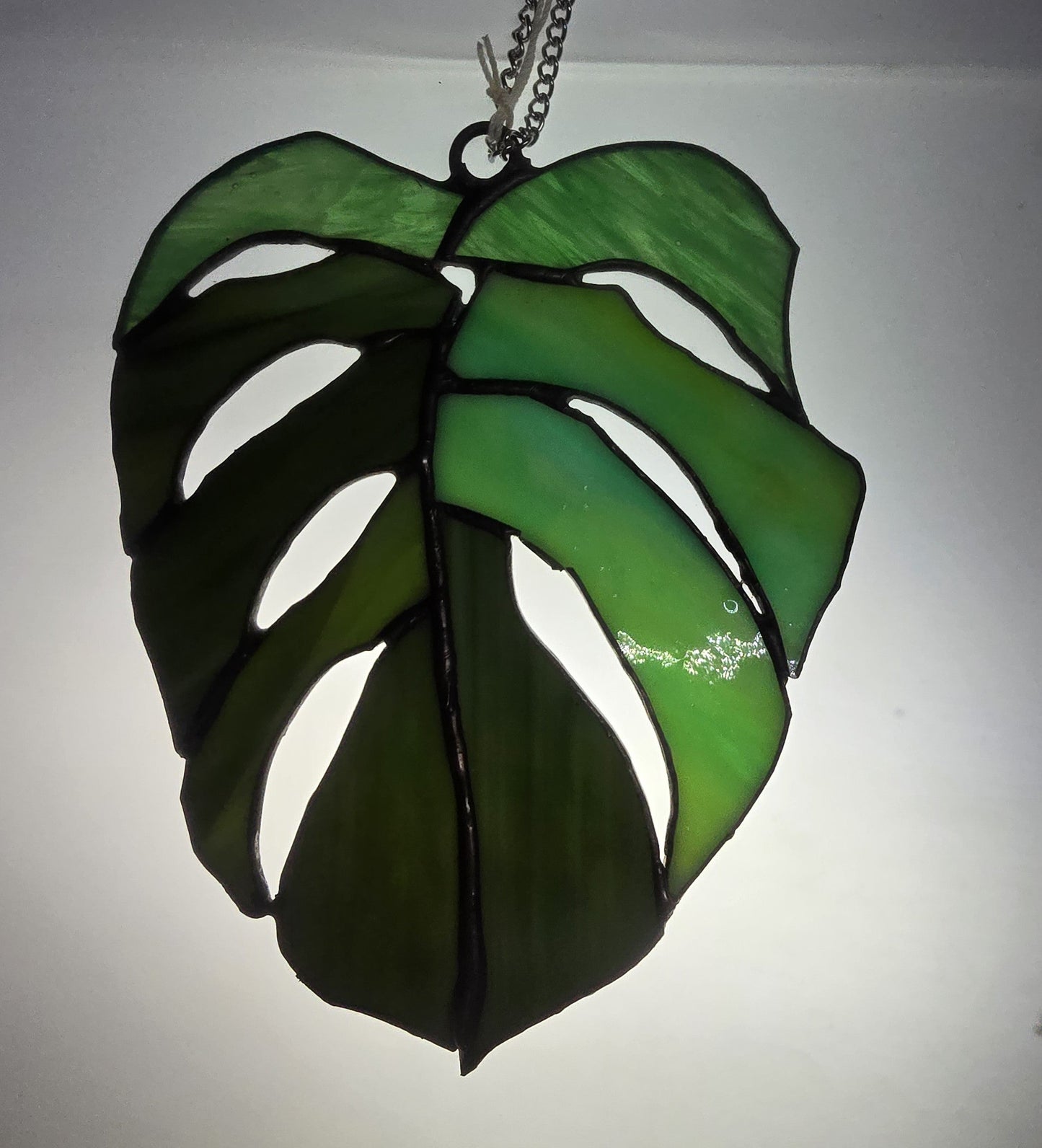 Monstera Leaf Stained Glass Suncatcher