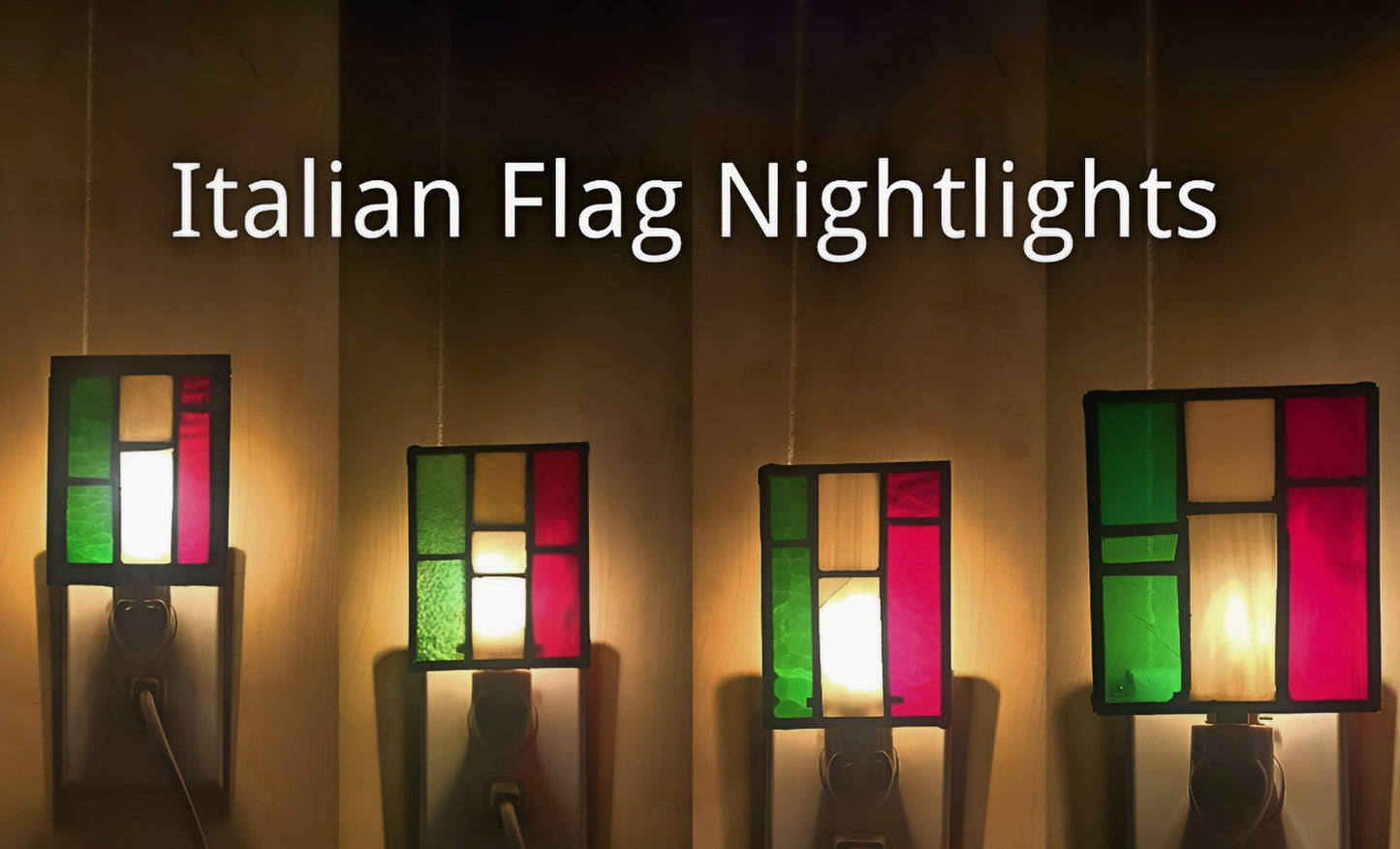 Italian Tricolor Stained‑Glass Nightlight — Two Base Styles