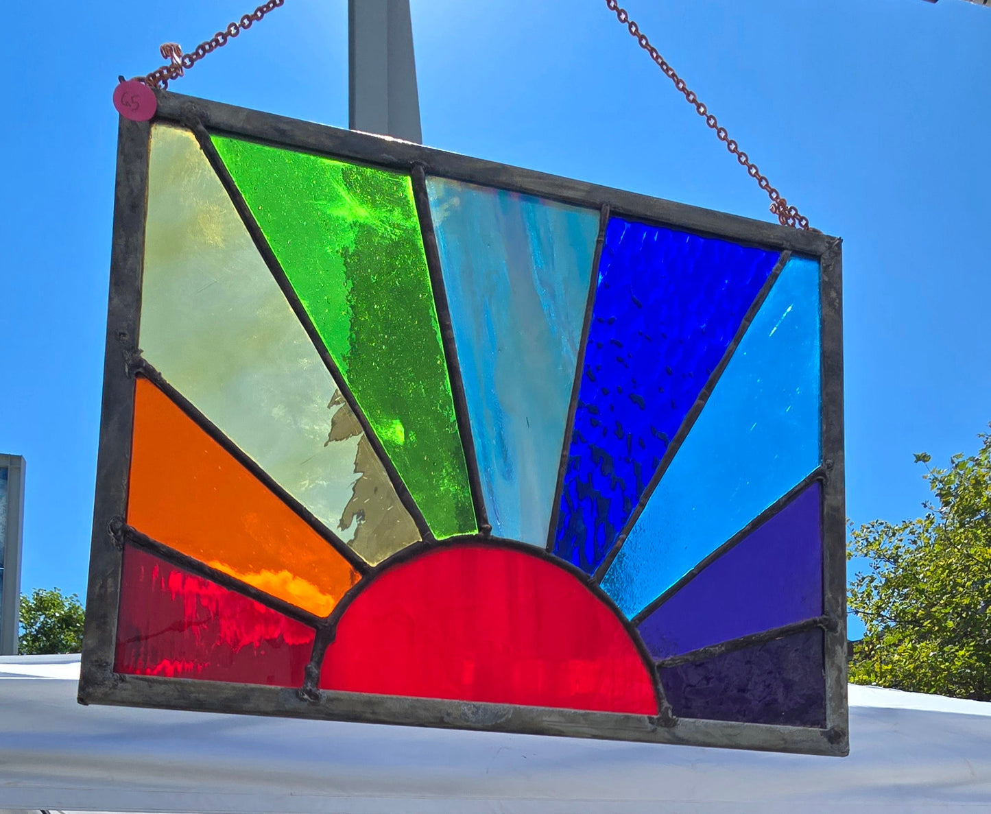 Sunburst Rainbow - Colorful Stained Glass