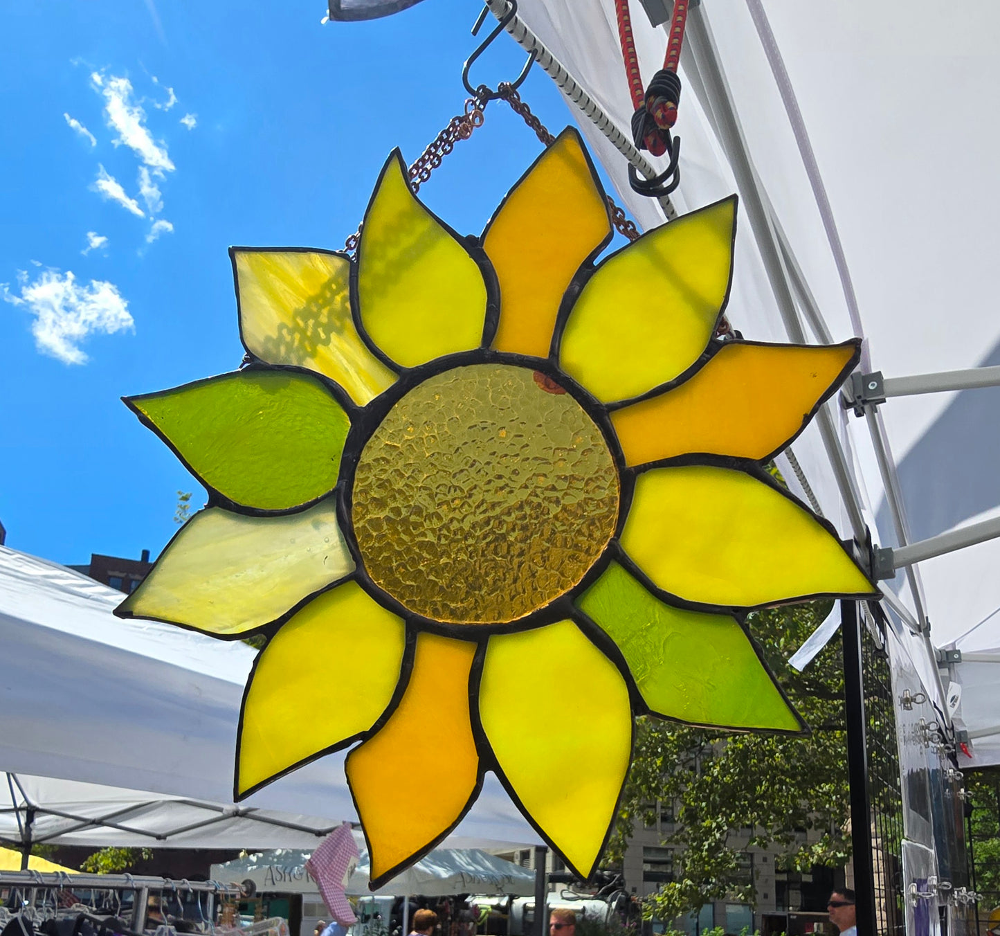 Sunflower - Handmade Stained-Glass Ornament – Nature-Inspired Floral Suncatcher for Windows & Gardens