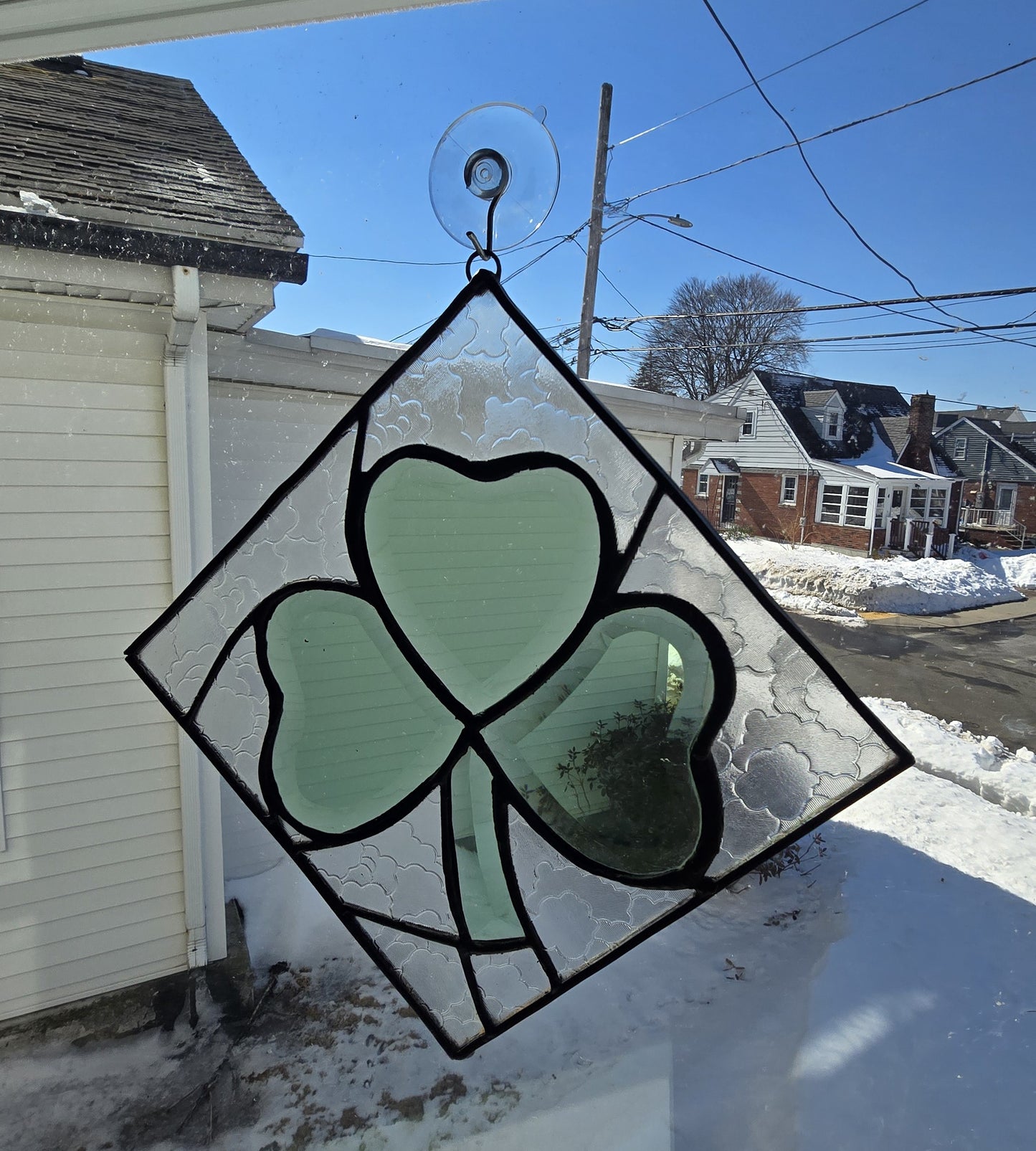 Shamrock with clear textured glass