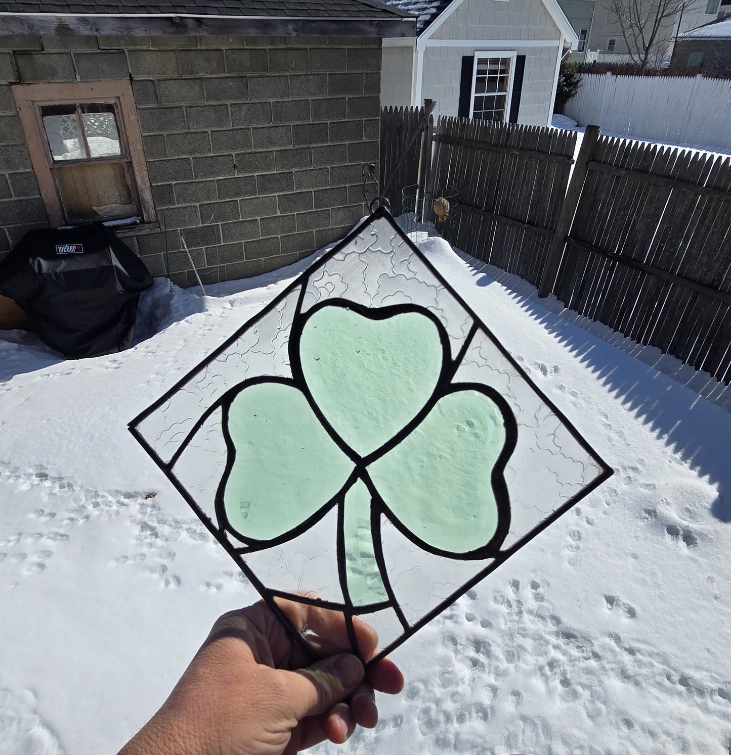 Shamrock with clear textured glass