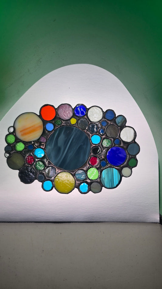 Cosmic Color Wheel Stained Glass Panel
