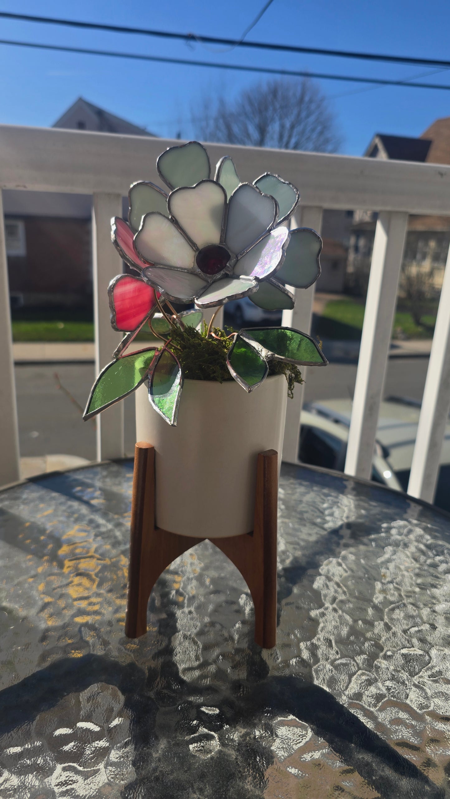 Stained Glass Flower in Pot – Handcrafted Sunlit Bloom