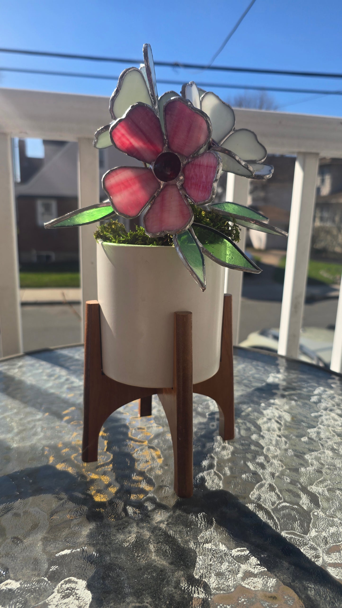 Stained Glass Flower in Pot – Handcrafted Sunlit Bloom