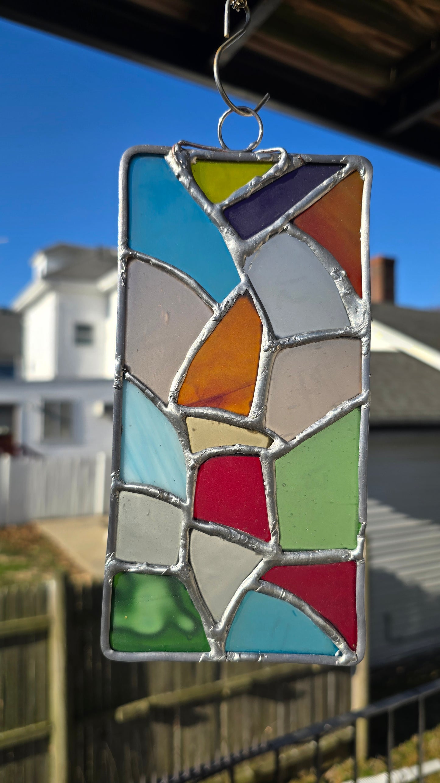 Sea‑Glass Inspired Stained Glass Panel – Tumbled & Hand‑Soldered