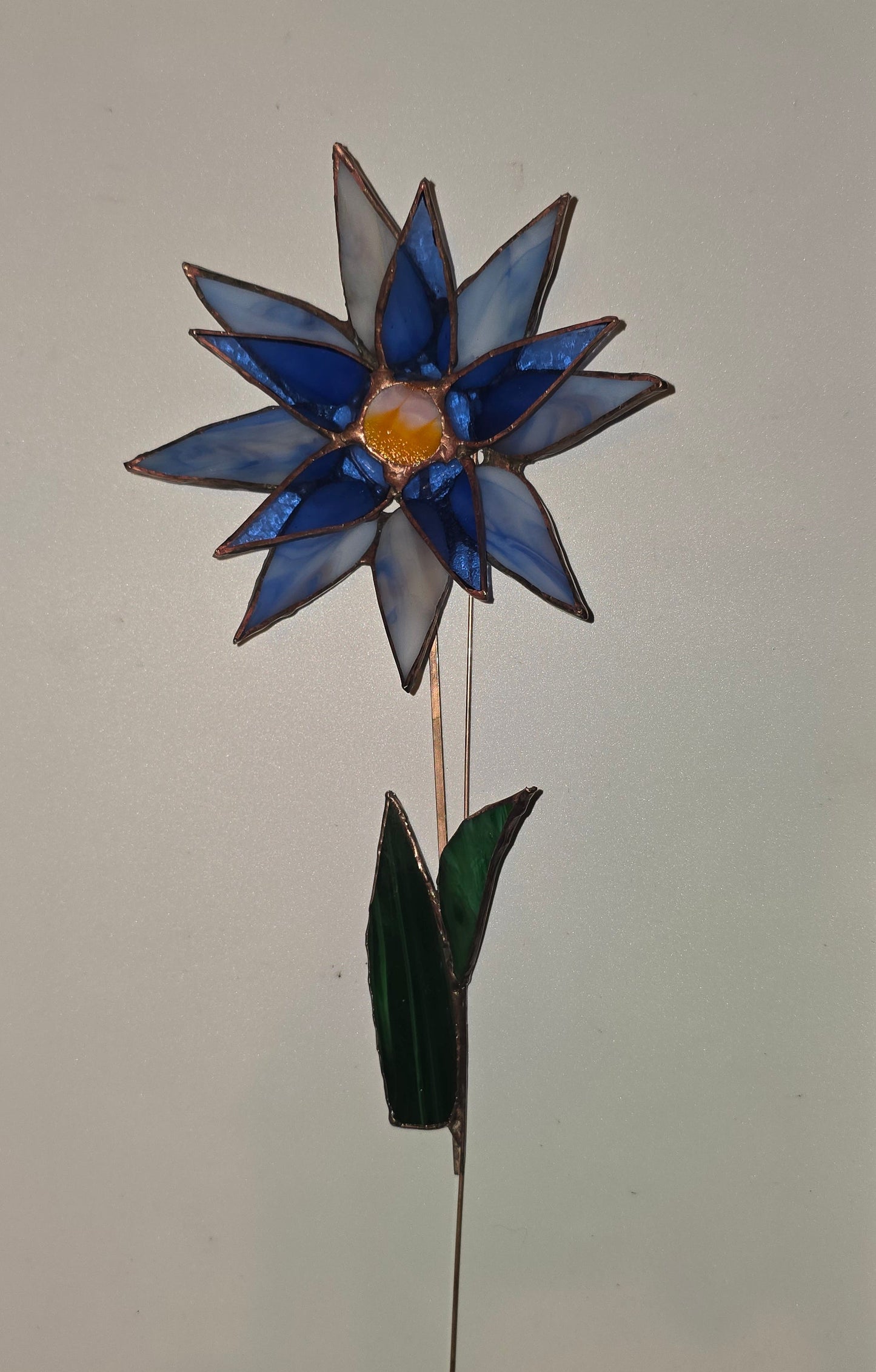 Blue Starburst Stained Glass Flower – 3D Design