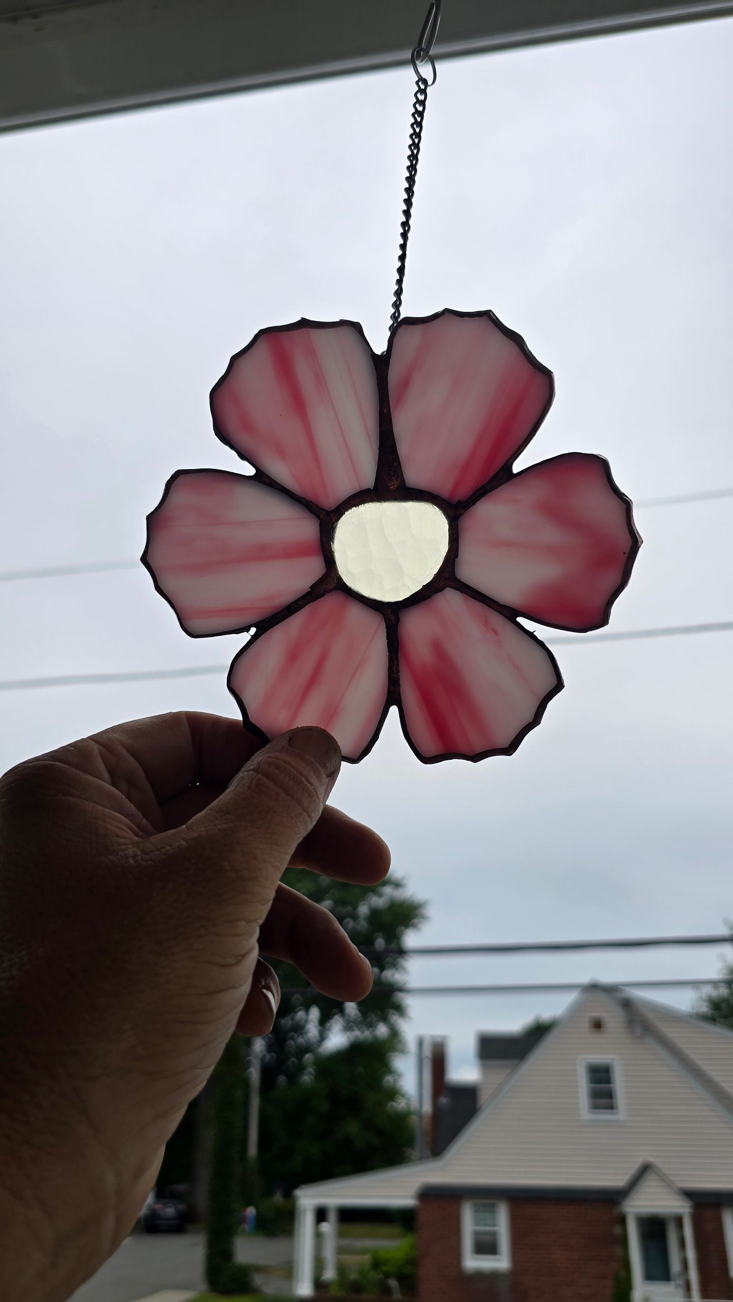 Pink Stained Glass Flower – Soft Pastel Bloom