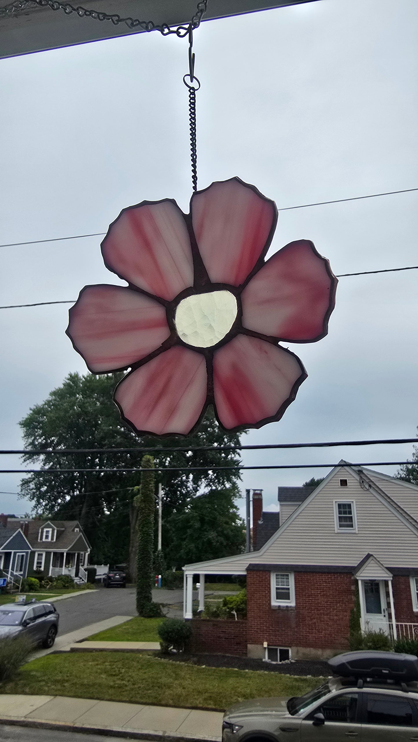 Pink Stained Glass Flower – Soft Pastel Bloom