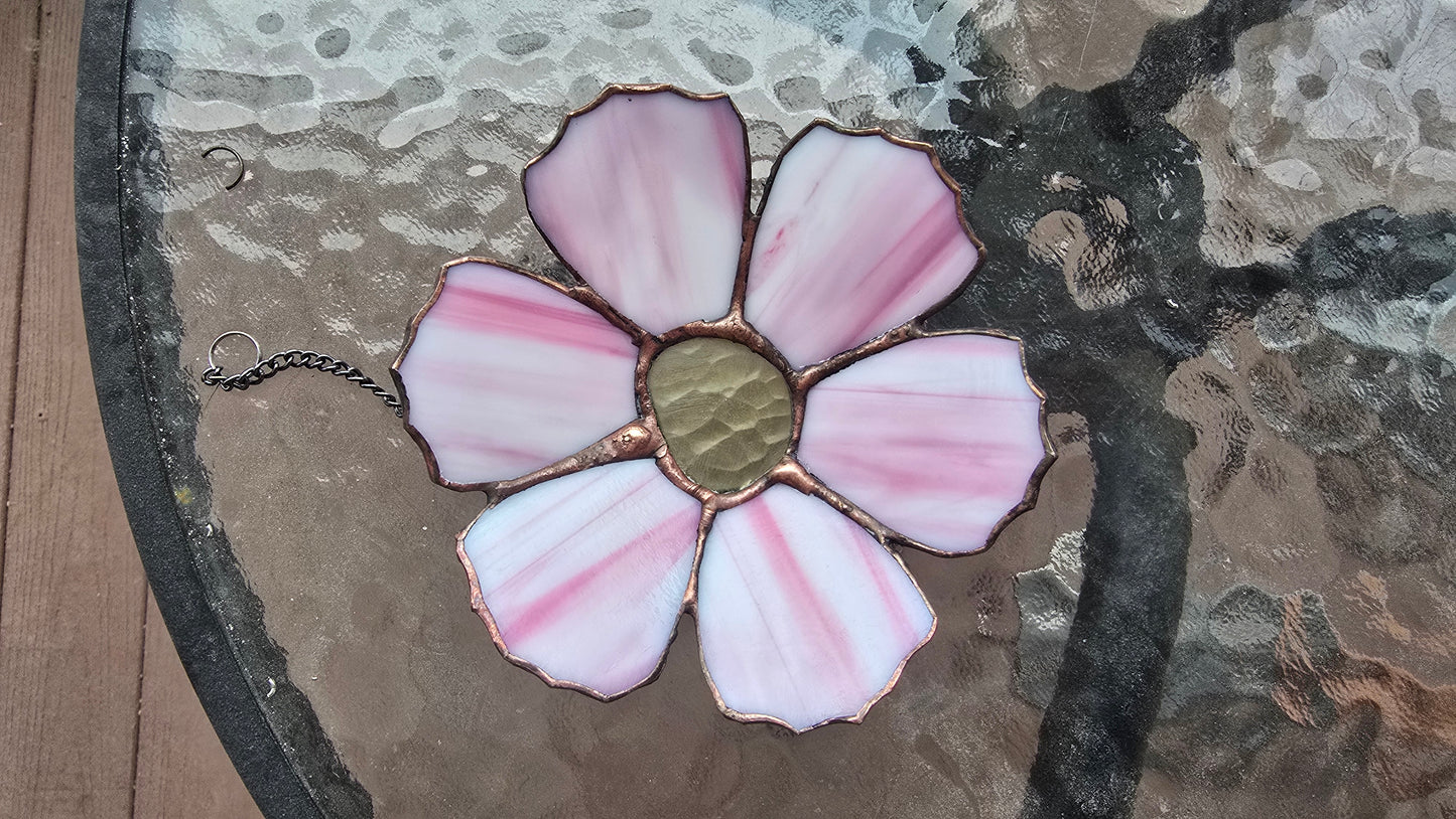 Pink Stained Glass Flower – Soft Pastel Bloom
