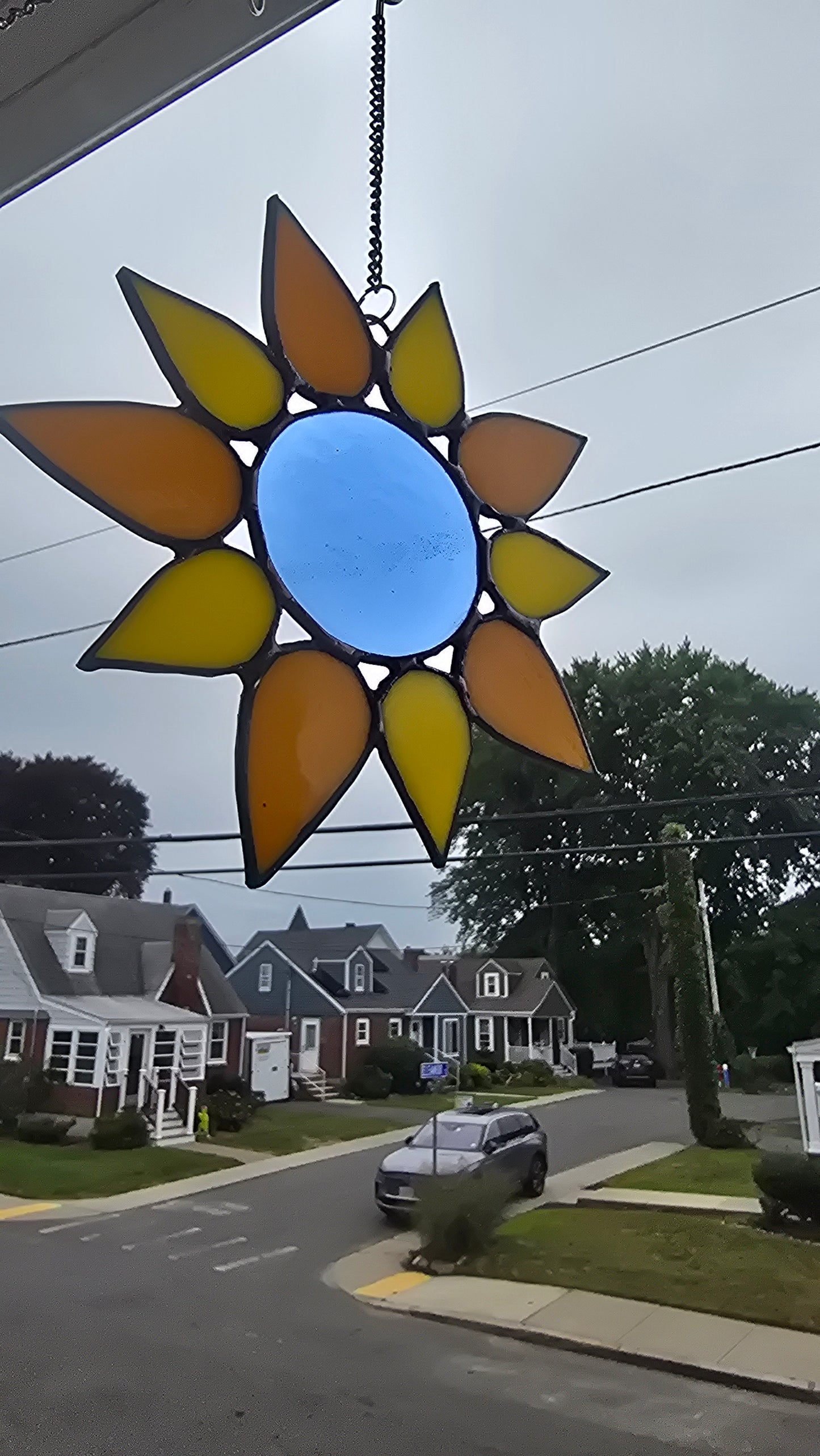 6" Stained Glass Sunburst – Yellow & Orange Rays