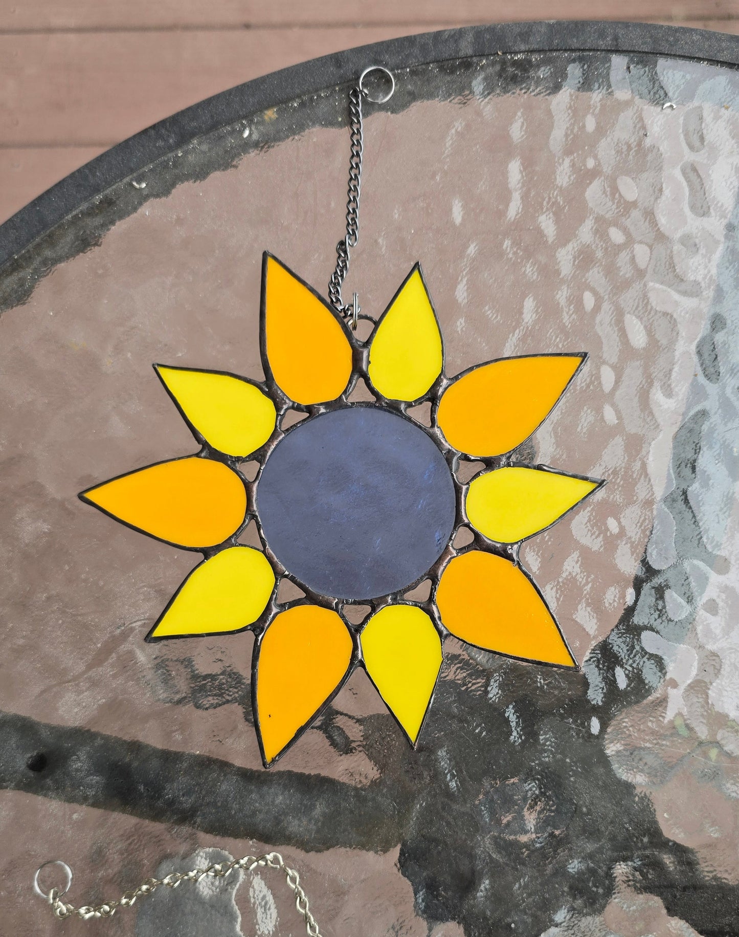 6" Stained Glass Sunburst – Yellow & Orange Rays