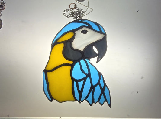 Blue & Gold Macaw  Stained Glass Suncatcher