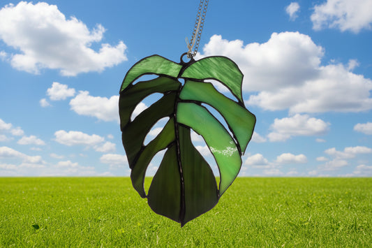 Monstera Leaf  Stained Glass Suncatcher