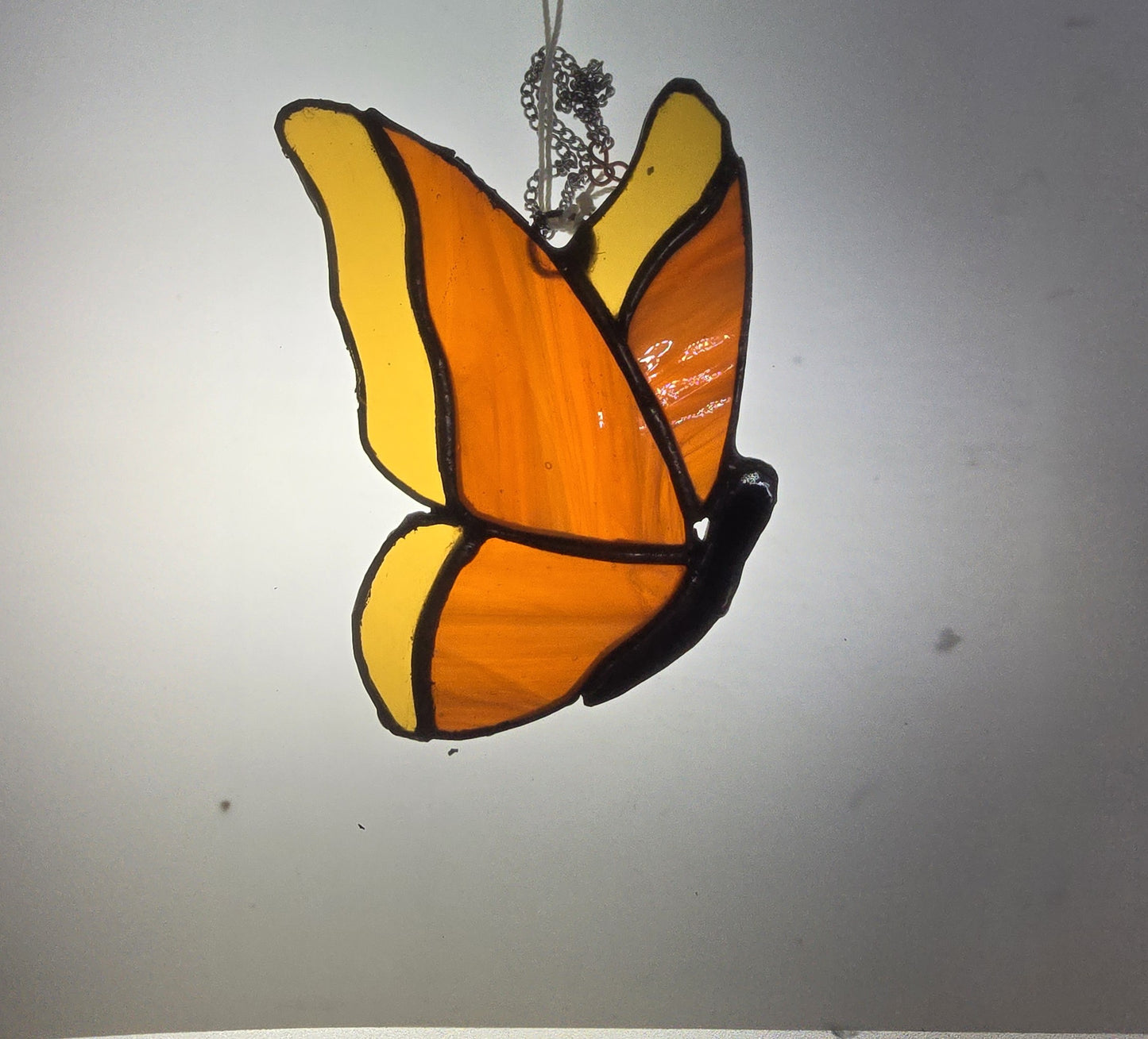 Orange & Yellow Butterfly  Stained Glass Suncatcher