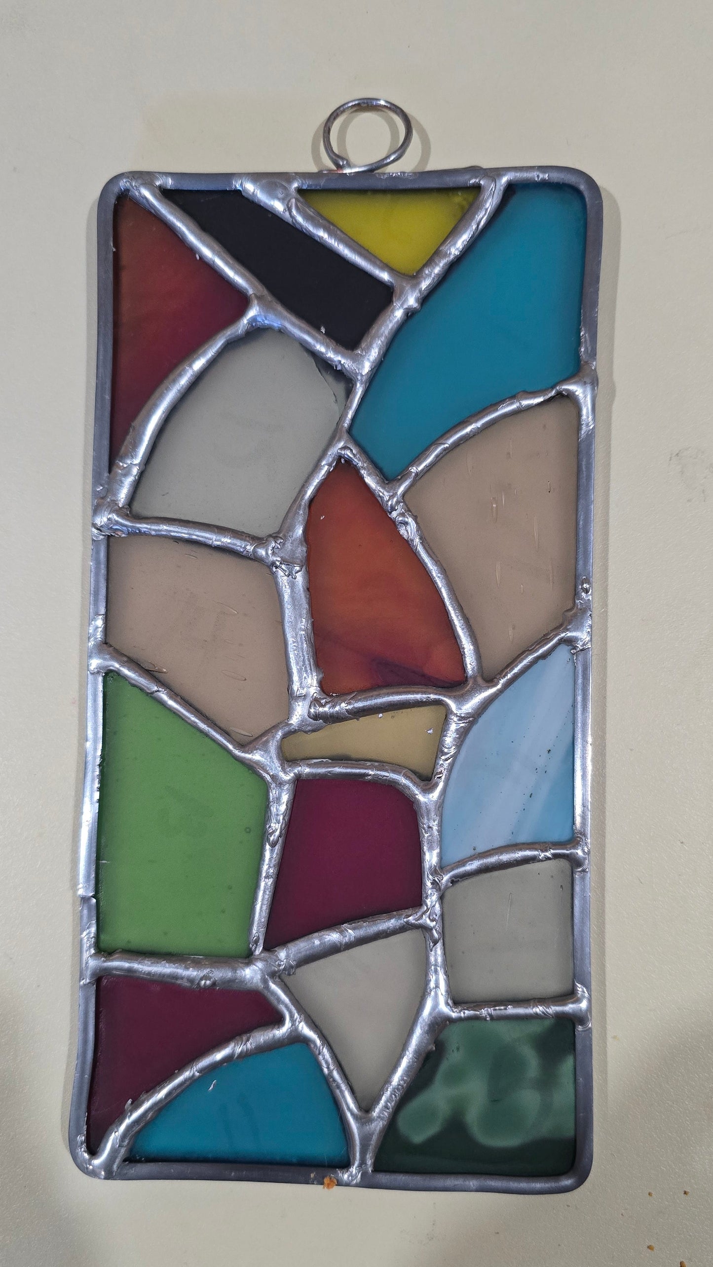 Sea‑Glass Inspired Stained Glass Panel – Tumbled & Hand‑Soldered
