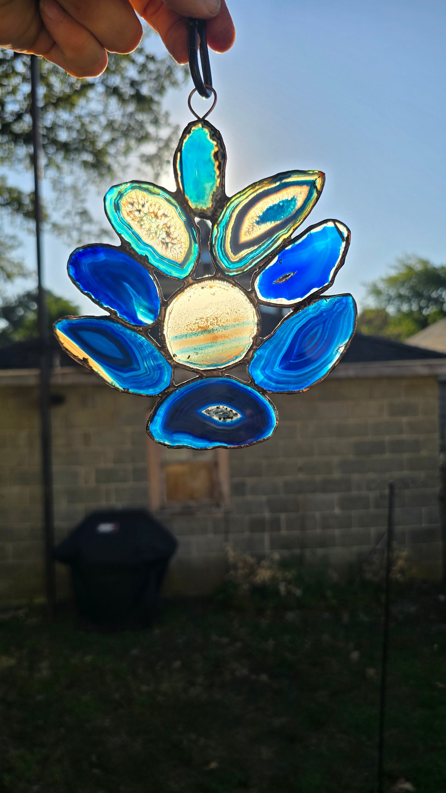 Agate Blossom Ornament – Blue