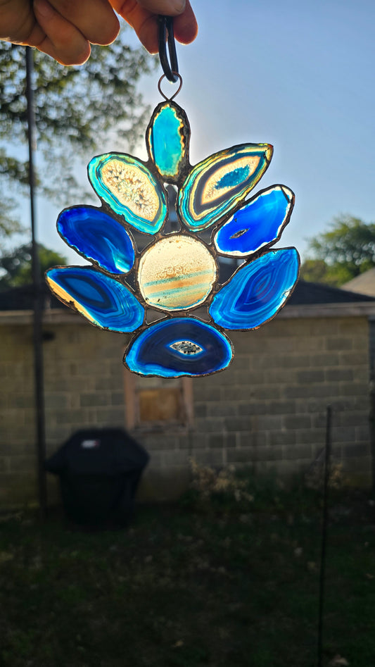 Agate Blossom Ornament – Blue