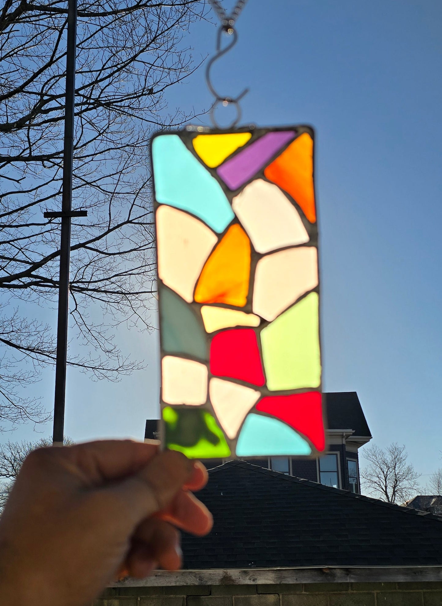 Sea‑Glass Inspired Stained Glass Panel – Tumbled & Hand‑Soldered