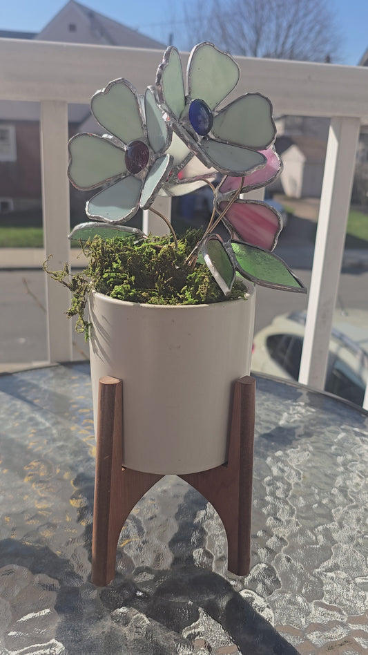 Stained Glass Flower in Pot – Handcrafted Sunlit Bloom