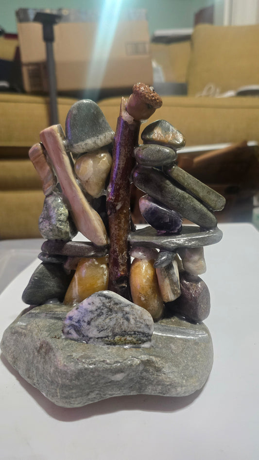Layered stone glass stand - Version 3