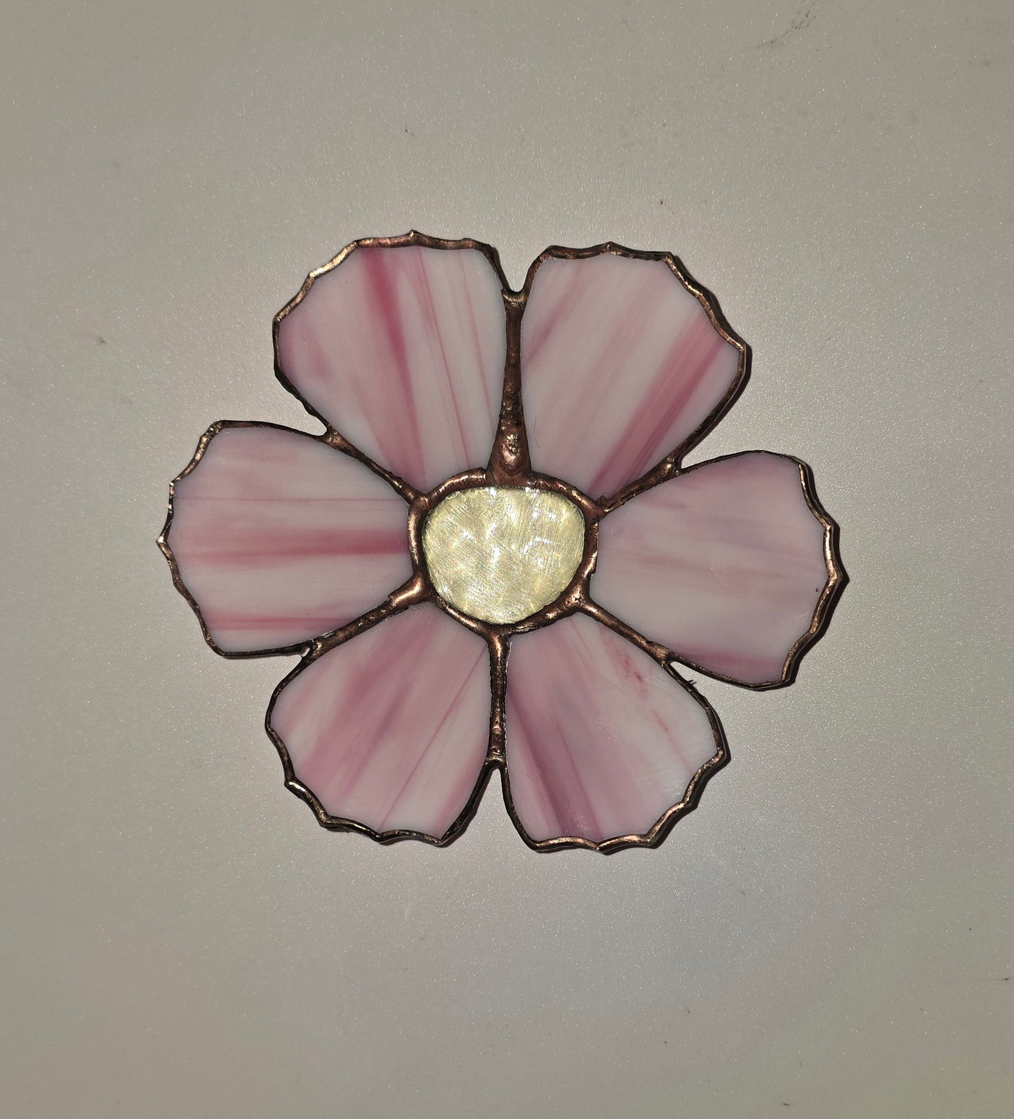 Pink Stained Glass Flower – Soft Pastel Bloom
