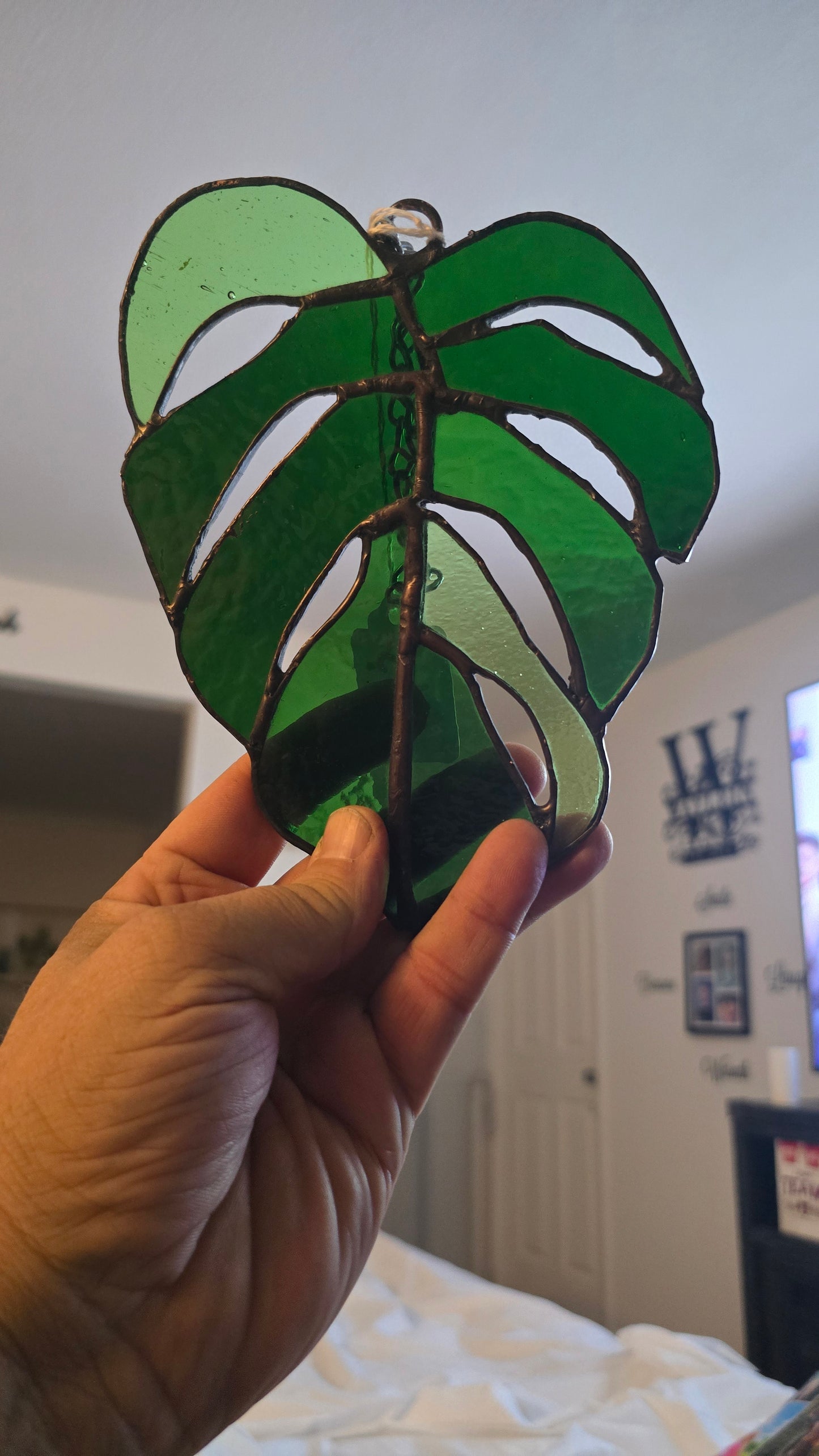 Monstera Leaf  Stained Glass Suncatcher