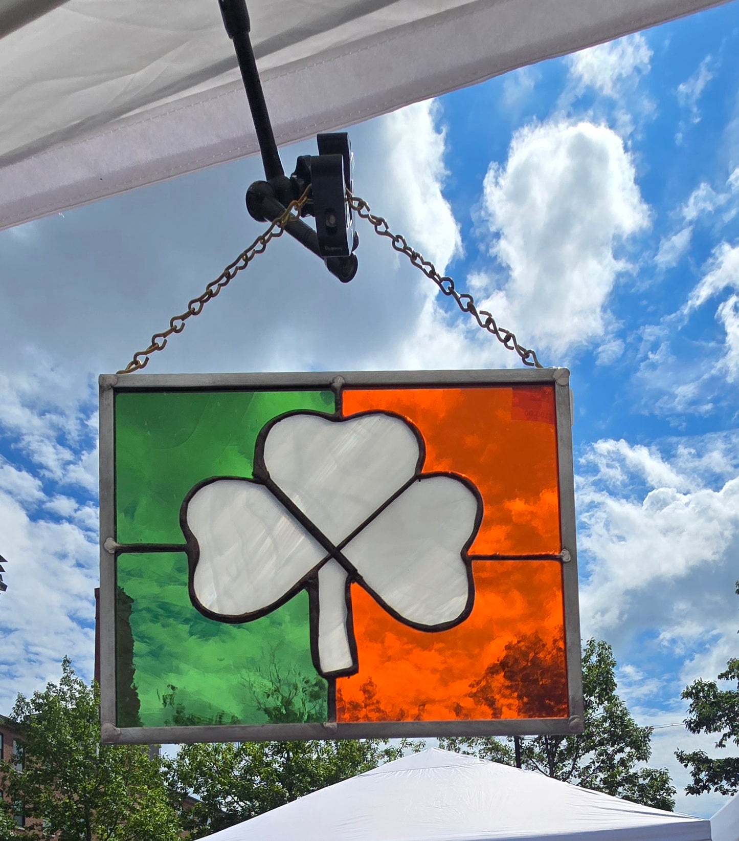 White Shamrock Panel - with Green and Orange
