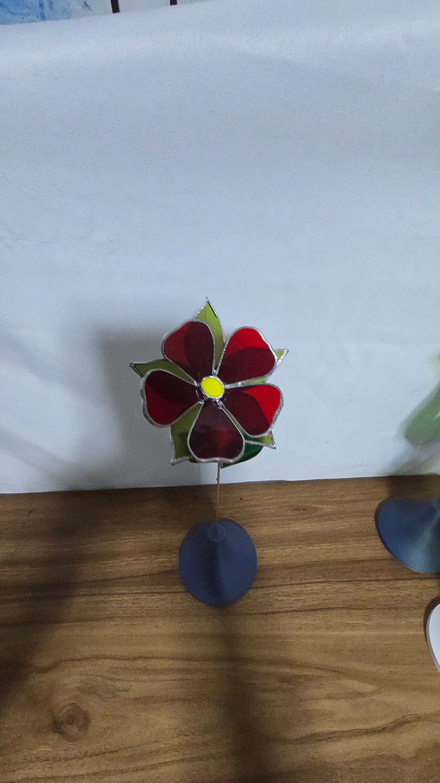 Stained Glass Flower with Brass Stem – Handcrafted Art in Custom Base